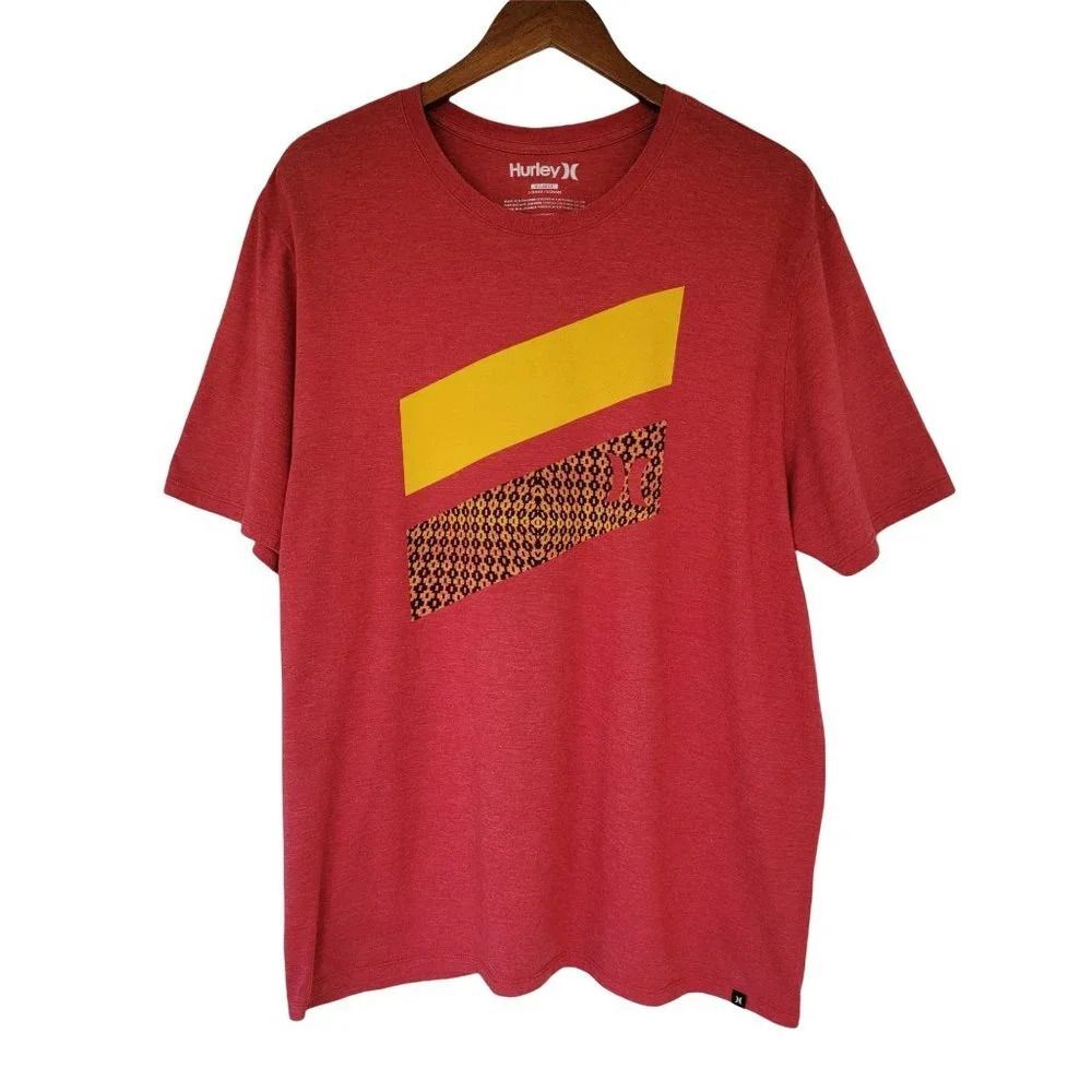 Hurley Classic Short Sleeve Logo T-Shirt Mens Size XL Red Yellow